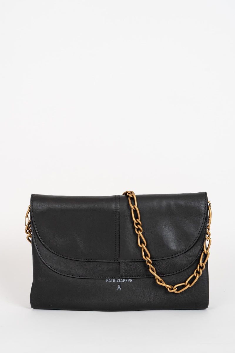 Borsa con Doppia Patta Nero