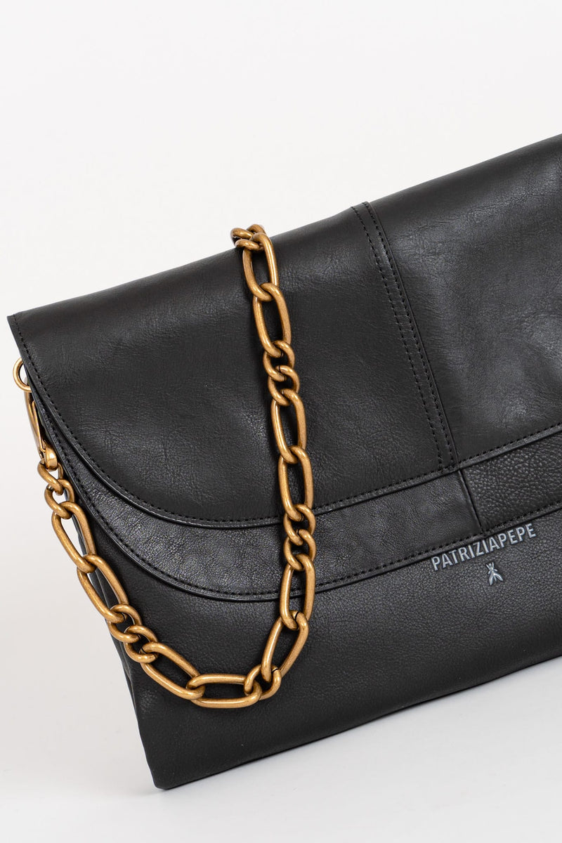 Borsa con Doppia Patta Nero