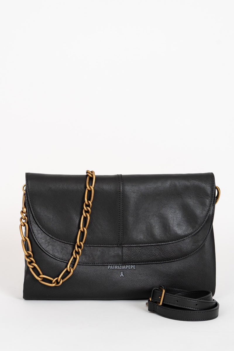 Borsa con Doppia Patta Nero