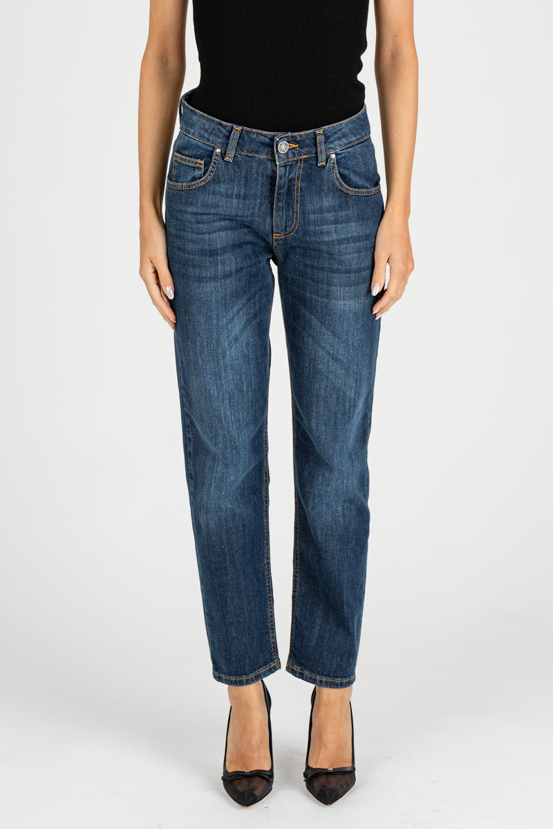 Jeans Slim Cropped Blue Medio