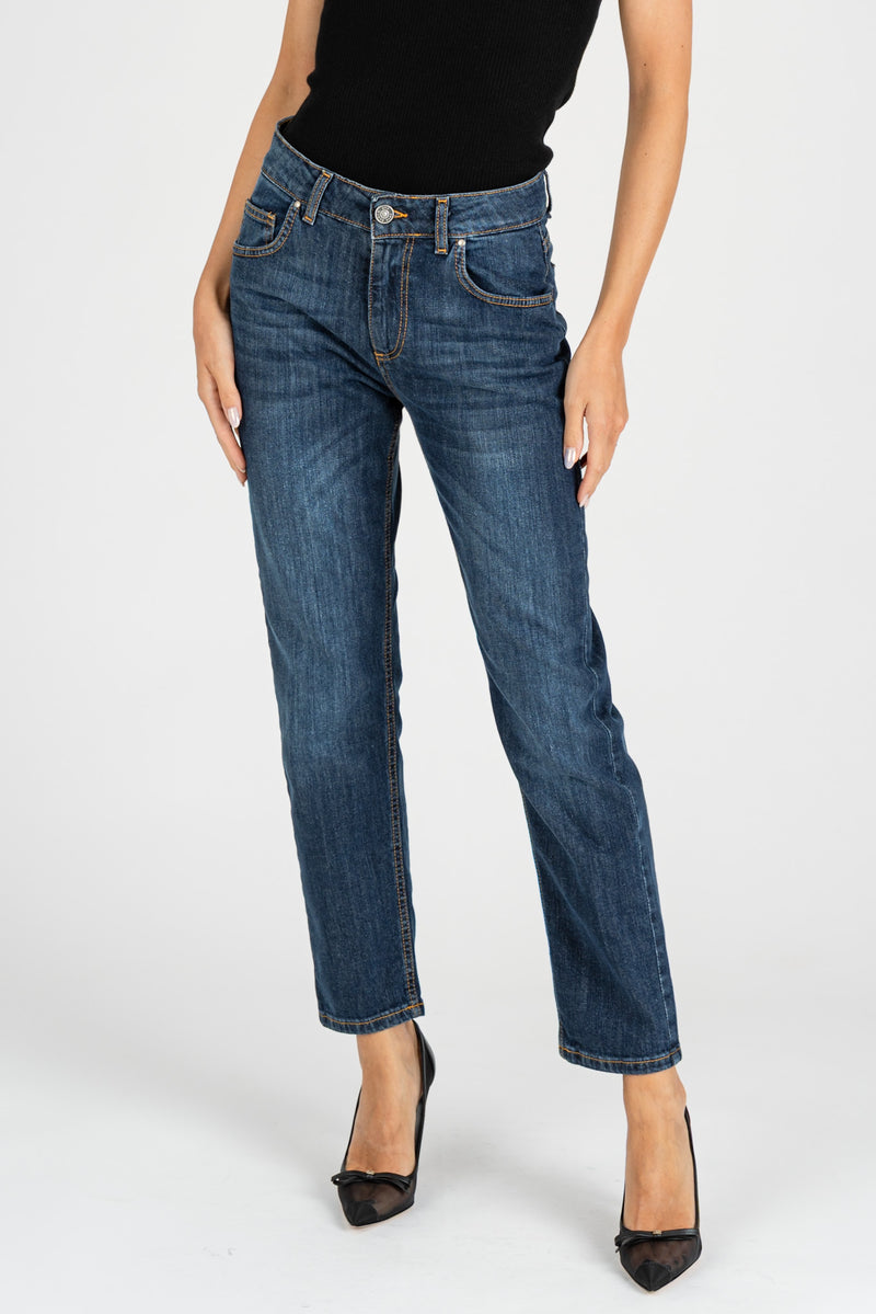 Jeans Slim Cropped Blue Medio