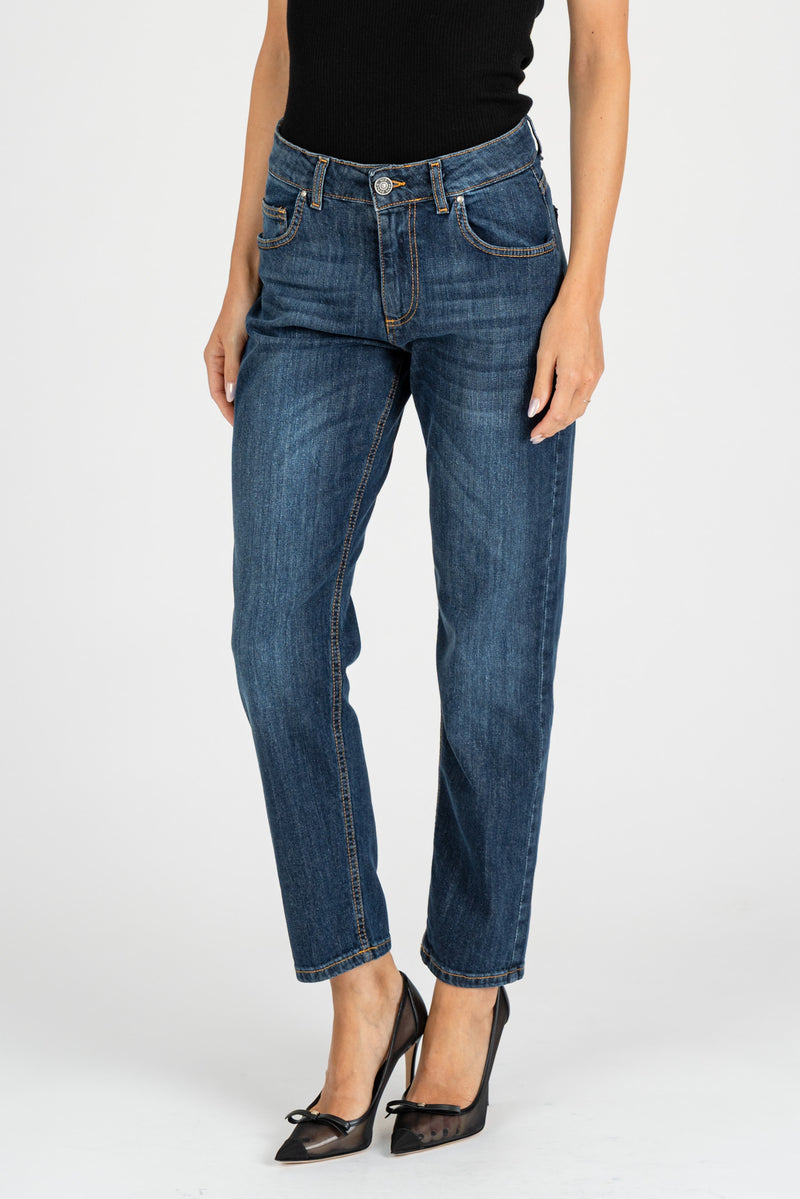 Jeans Slim Cropped Blue Medio