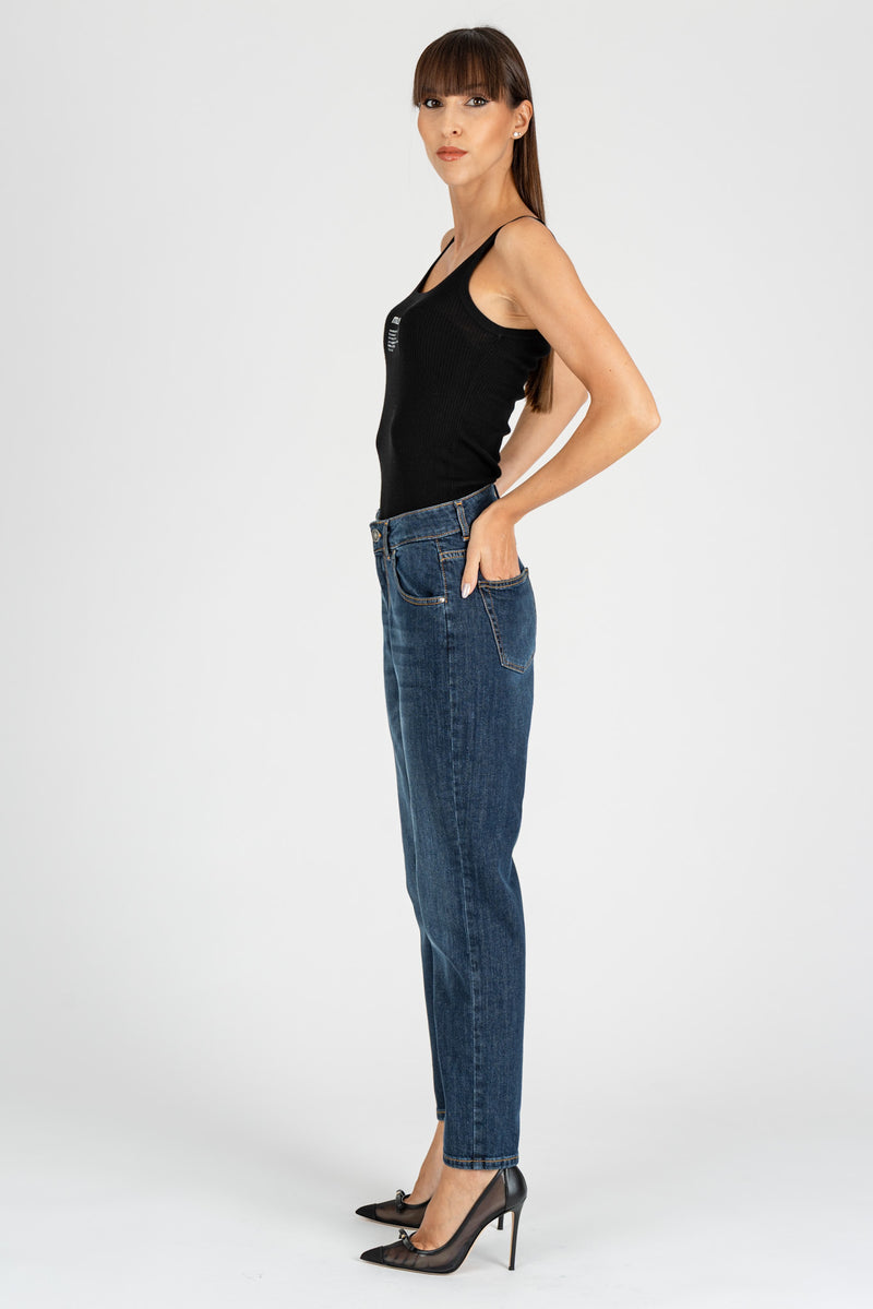 Jeans Slim Cropped Blue Medio