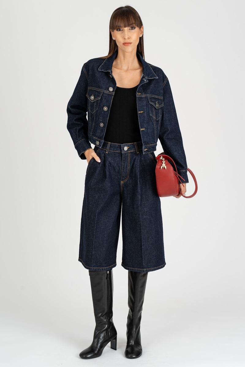 Giubbino Denim Cropped Blue Autentico