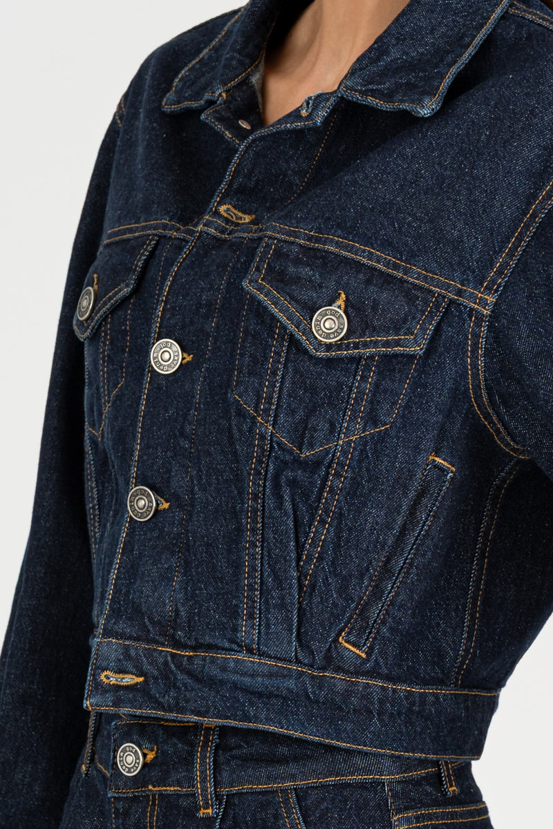 Giubbino Denim Cropped Blue Autentico