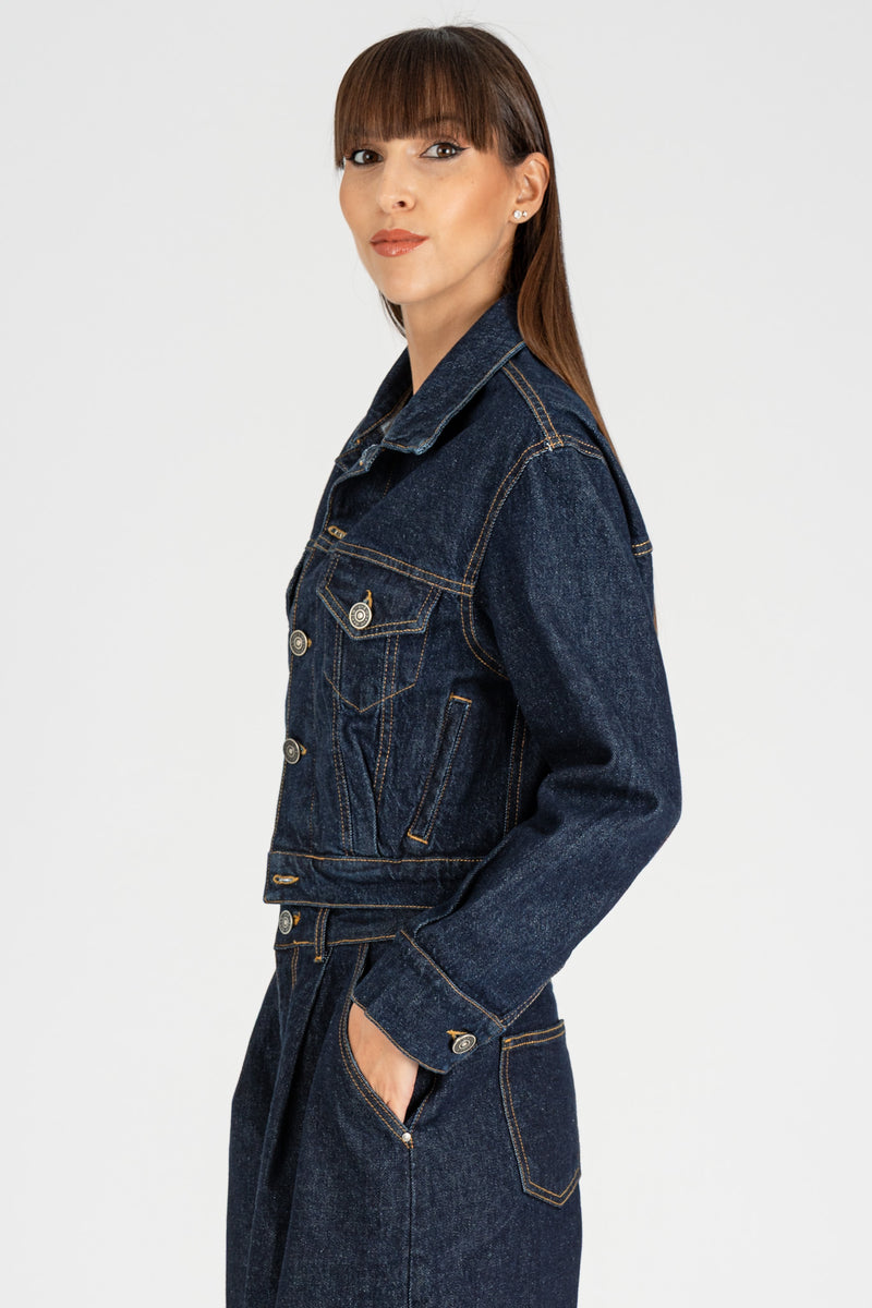 Giubbino Denim Cropped Blue Autentico
