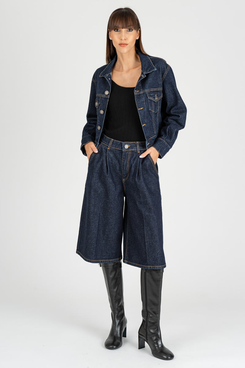 Giubbino Denim Cropped Blue Autentico