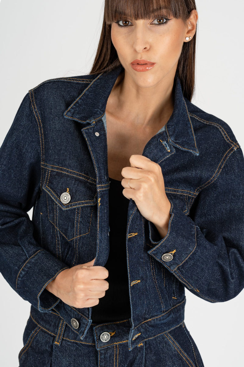 Giubbino Denim Cropped Blue Autentico