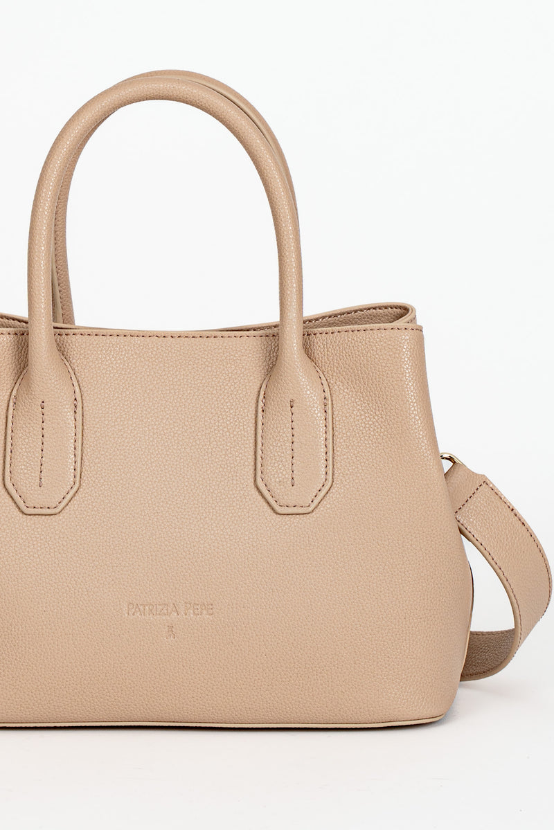 Borsa Shopping con Tracolla Camel Beige