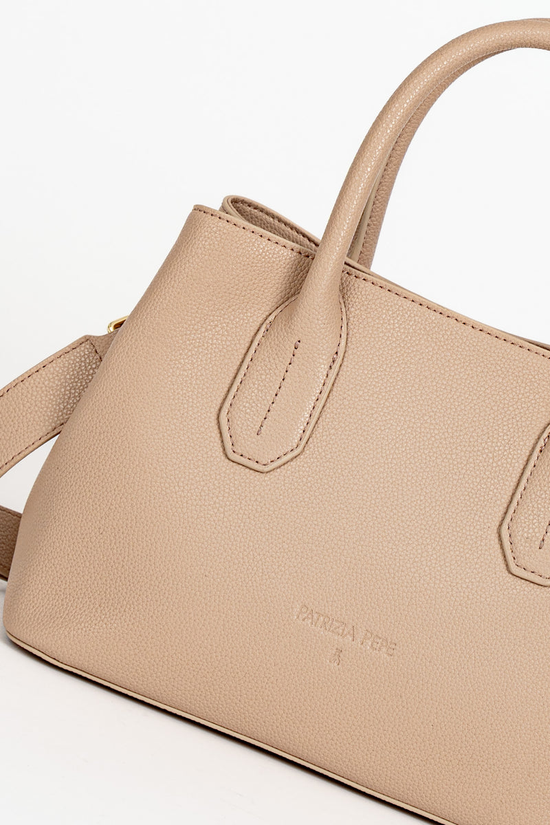 Borsa Shopping con Tracolla Camel Beige