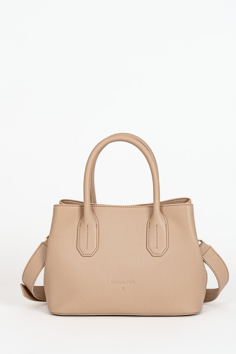 Borsa Shopping con Tracolla Camel Beige