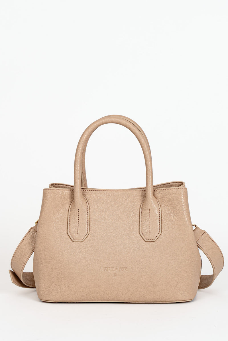 Borsa Shopping con Tracolla Camel Beige