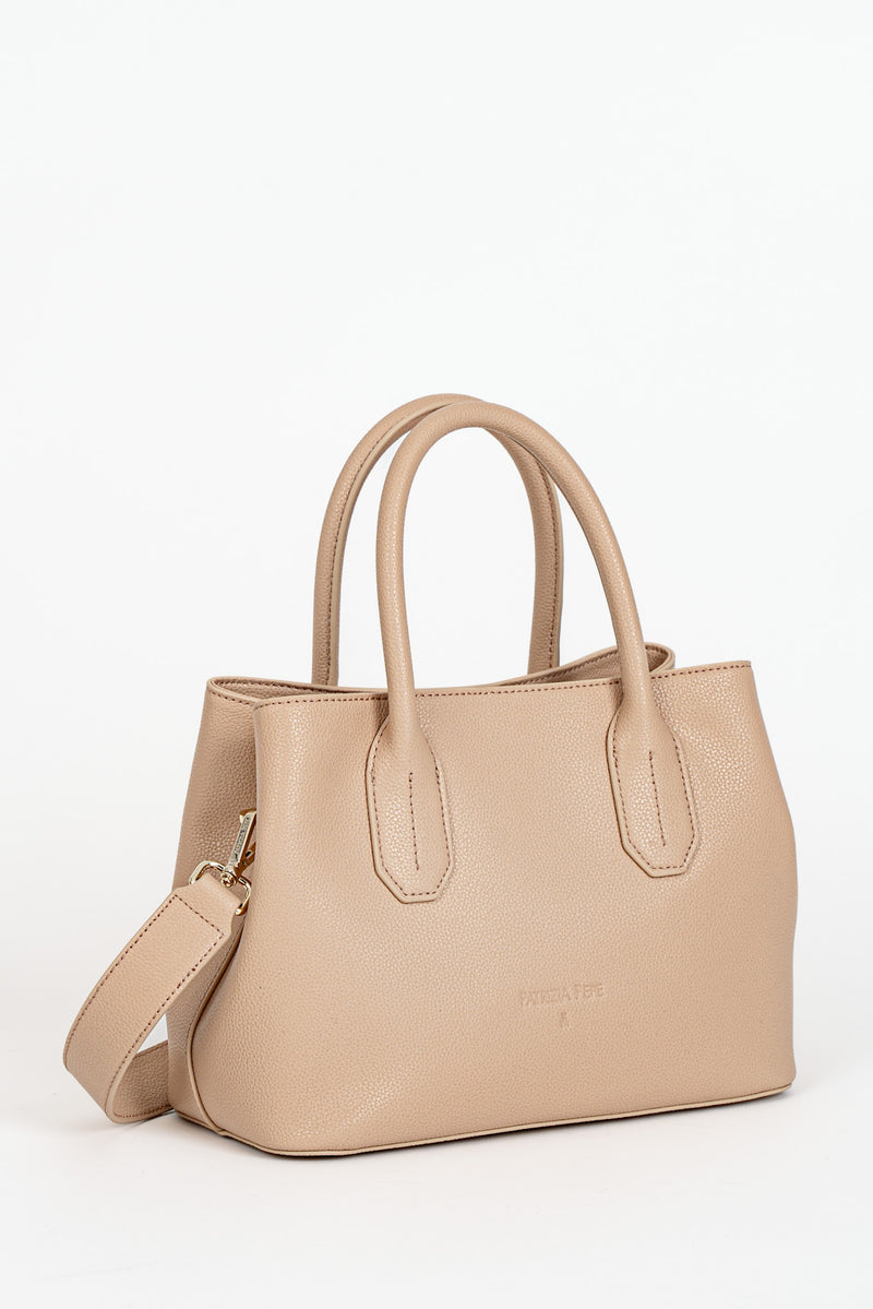 Borsa Shopping con Tracolla Camel Beige