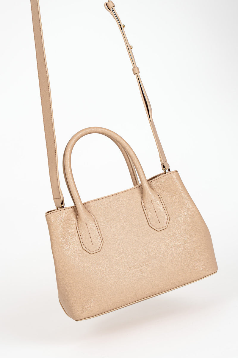 Borsa Shopping con Tracolla Camel Beige