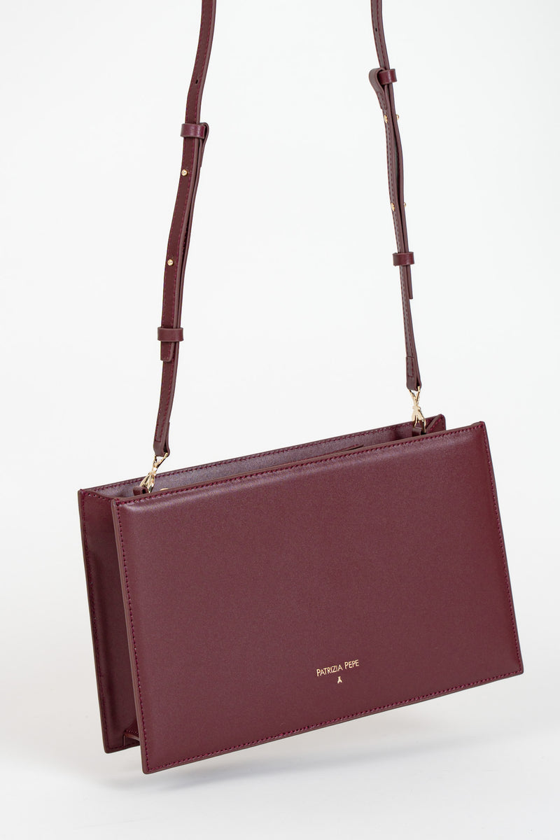 Borsa Pocket Media con Zip a Tracolla Dark Plum