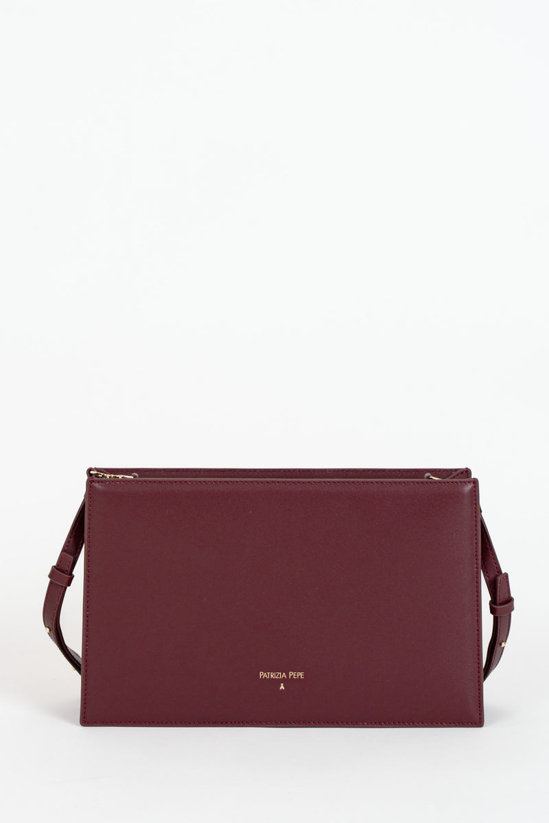 Borsa Pocket Media con Zip a Tracolla Dark Plum