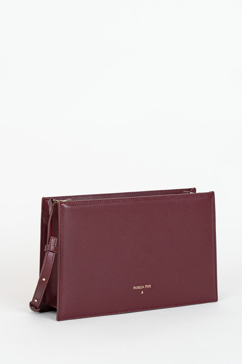 Borsa Pocket Media con Zip a Tracolla Dark Plum