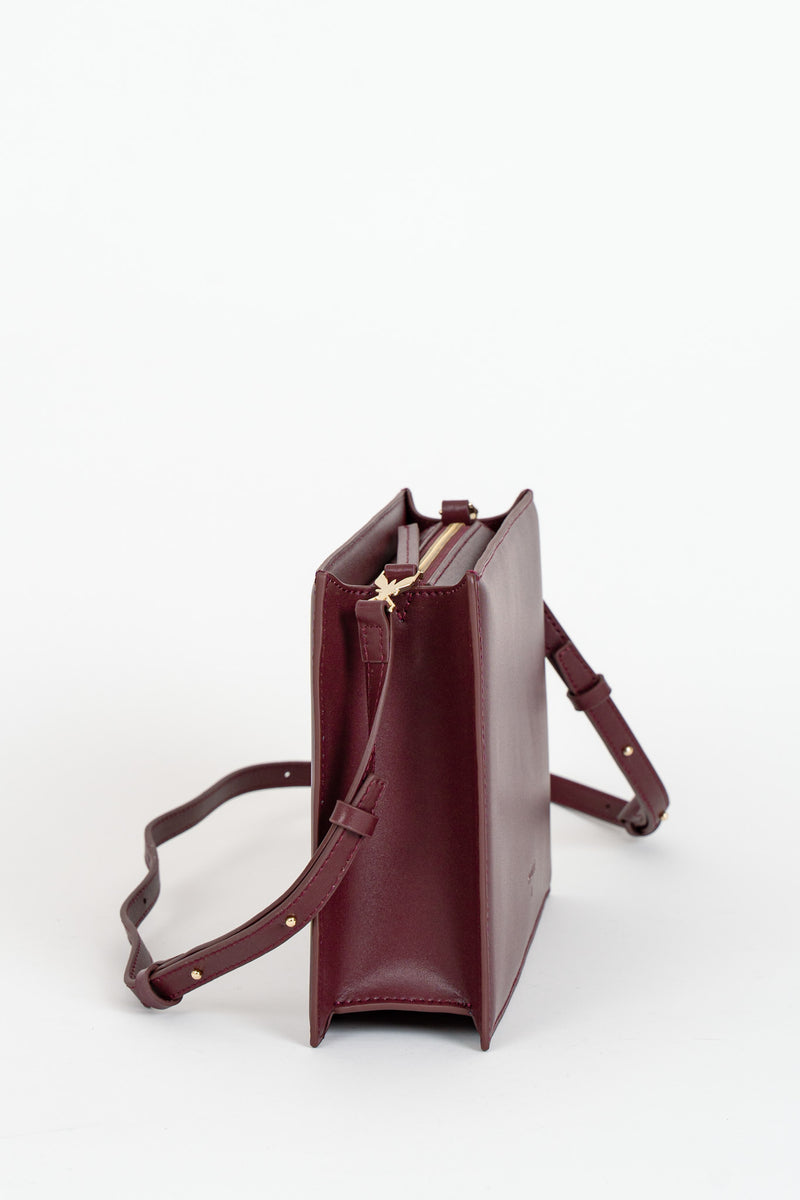 Borsa Pocket Media con Zip a Tracolla Dark Plum