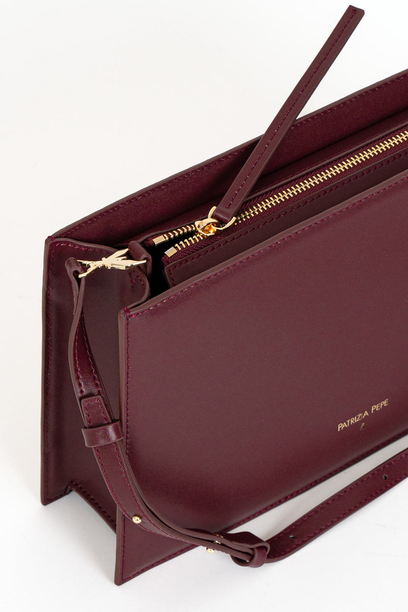 Borsa Pocket Media con Zip a Tracolla Dark Plum