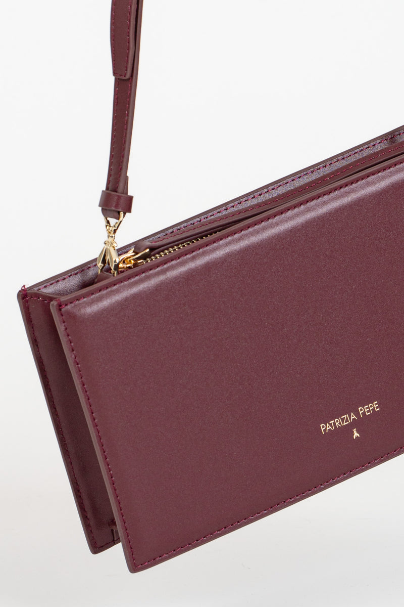 Borsa Pocket Piccola con Zip a Tracolla Dark Plum