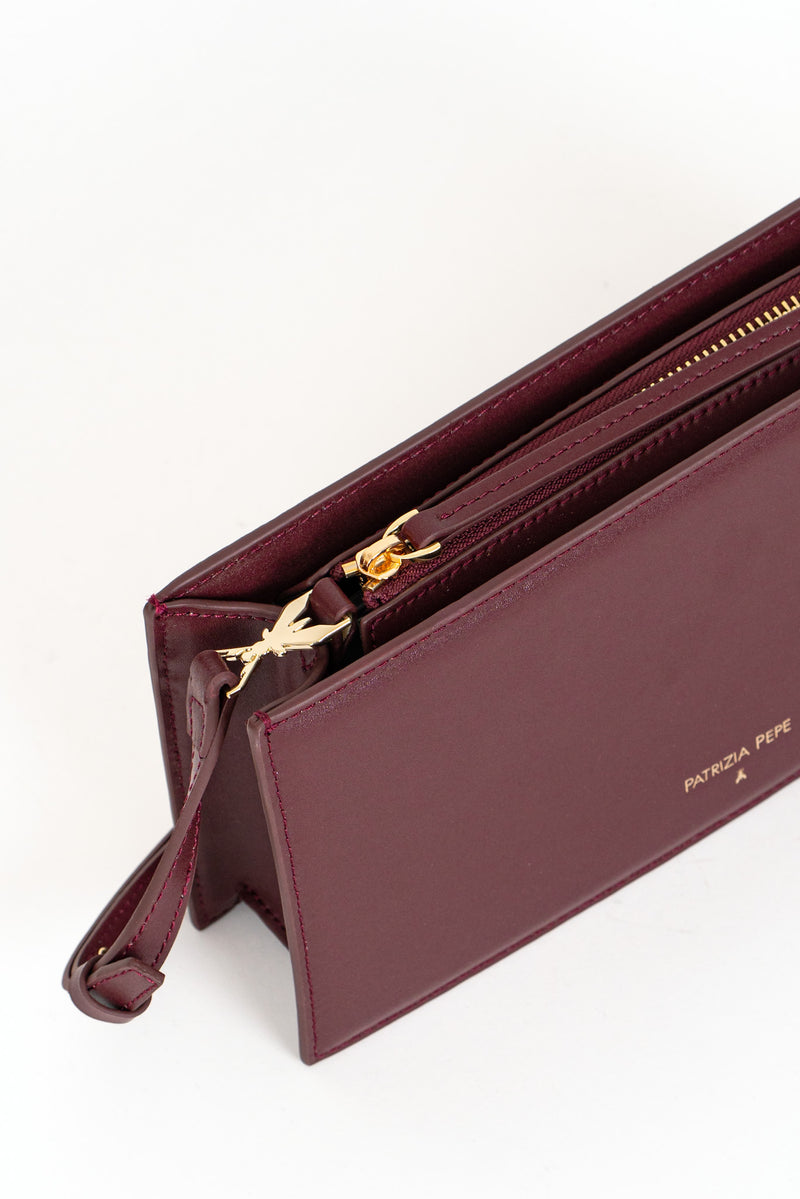 Borsa Pocket Piccola con Zip a Tracolla Dark Plum