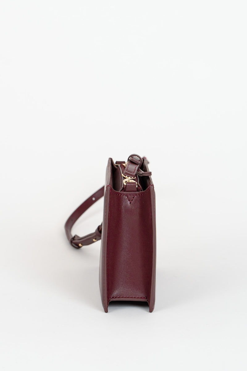 Borsa Pocket Piccola con Zip a Tracolla Dark Plum