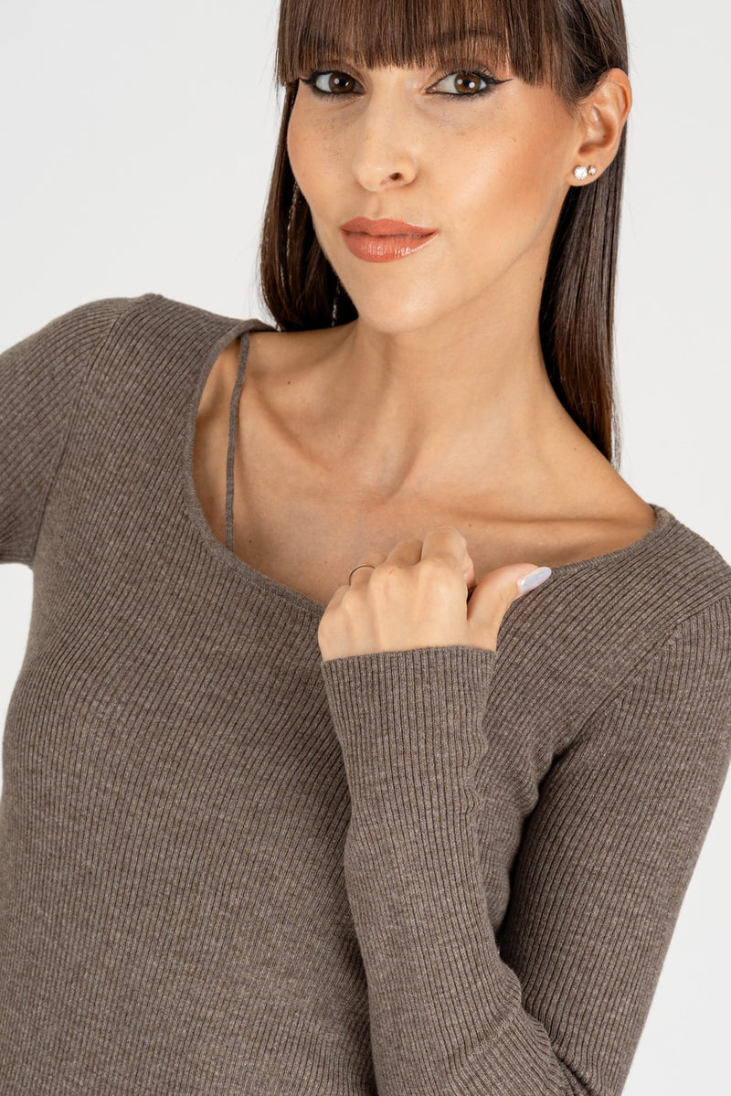 Maglia Basic Costina Coffee Gray