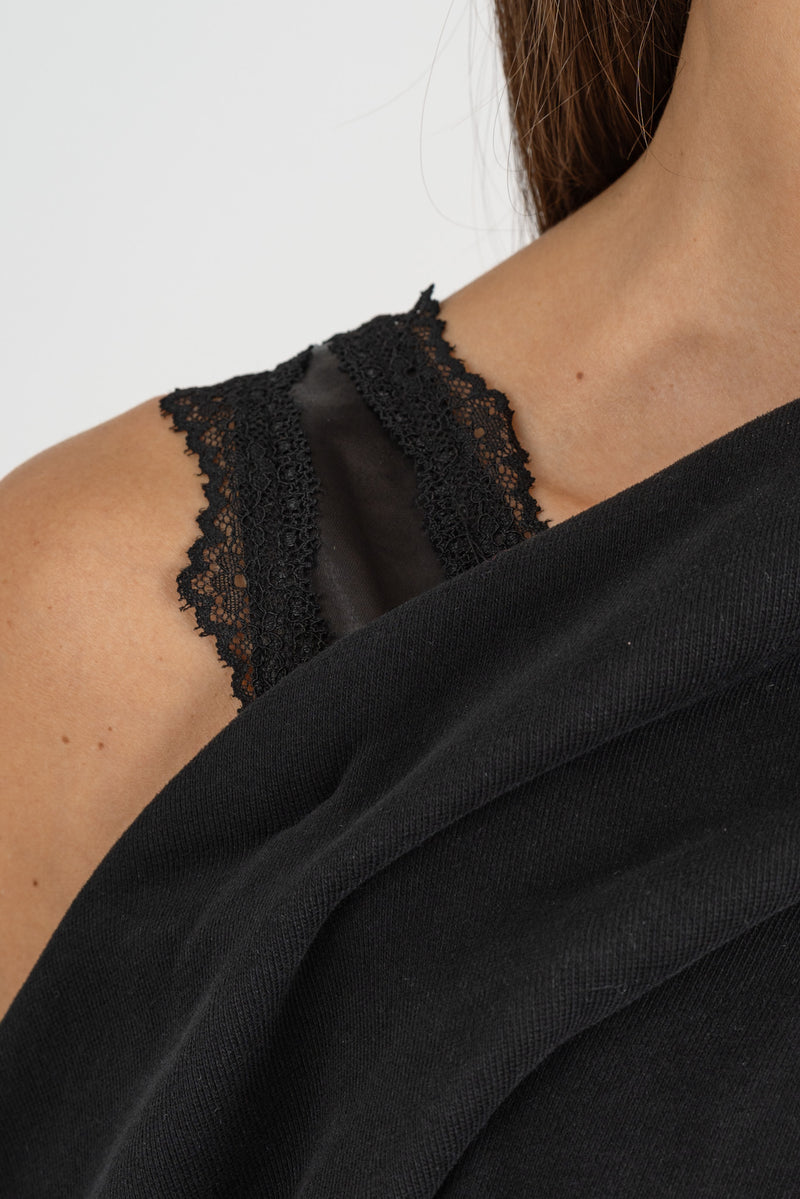 Felpa Spalla Scesa Nero