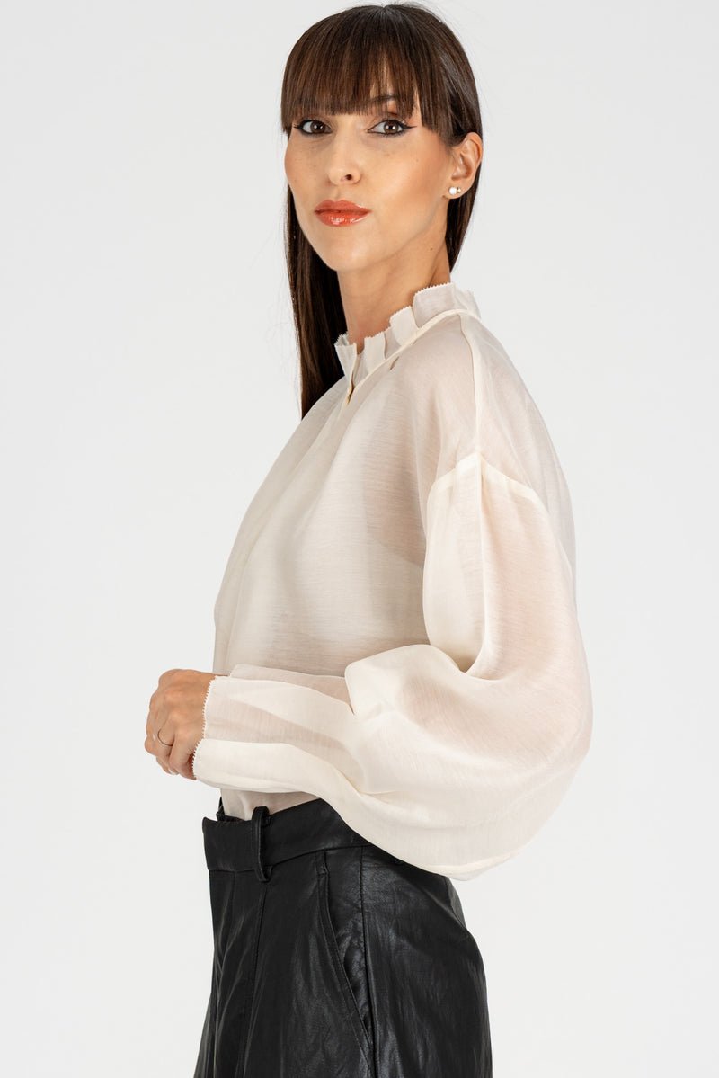 Camicia Rouches Crema