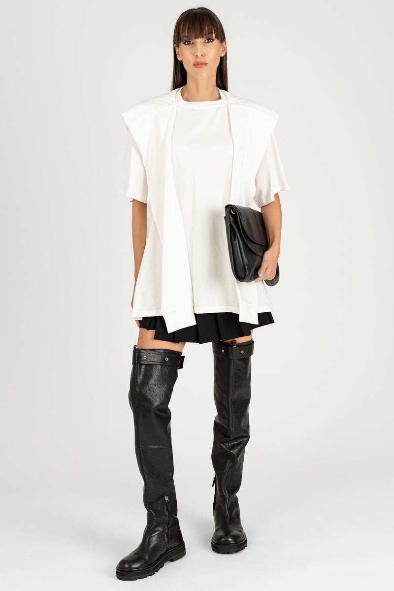 Maglia Over con Cappuccio Panna