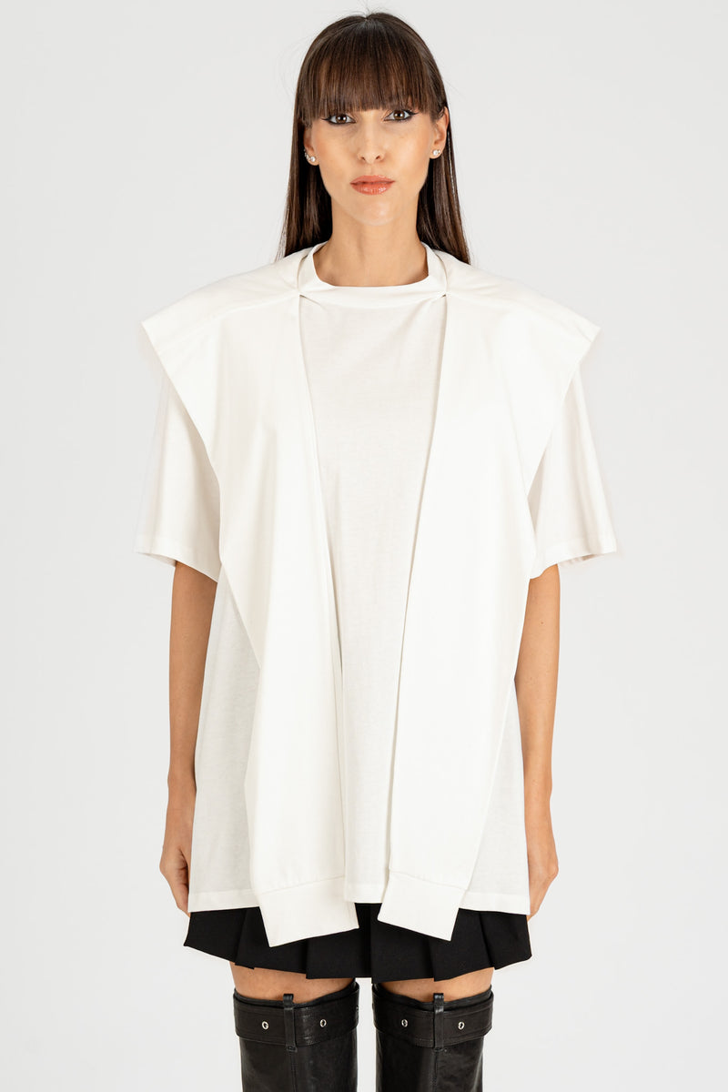 Maglia Over con Cappuccio Panna