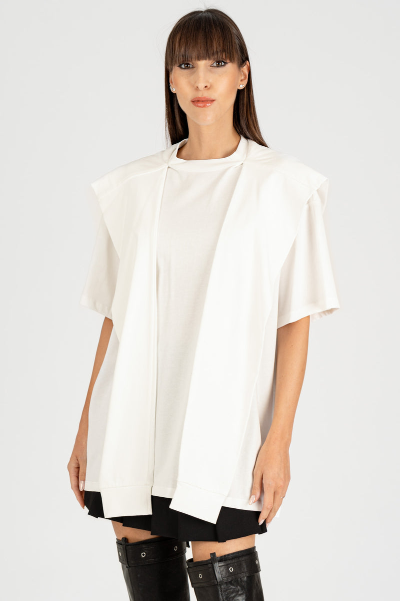 Maglia Over con Cappuccio Panna