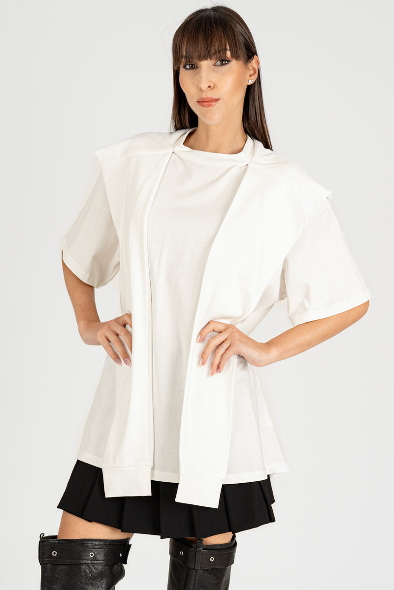Maglia Over con Cappuccio Panna