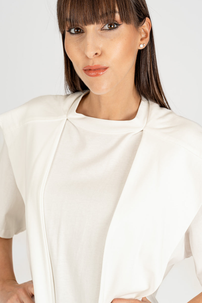 Maglia Over con Cappuccio Panna