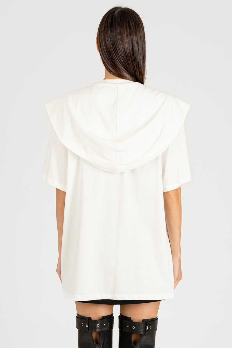 Maglia Over con Cappuccio Panna