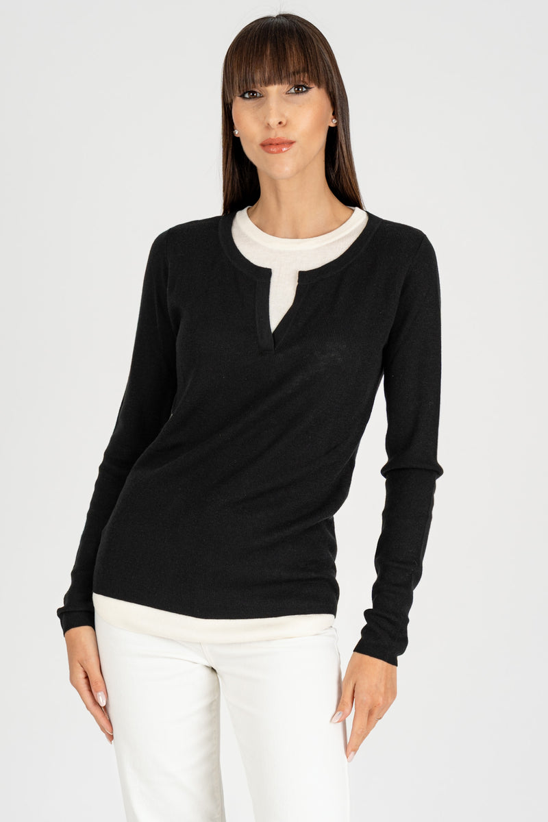 Maglia Effetto Doppio Nero Burro