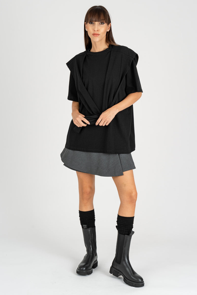 Maglia Over con Cappuccio Nero