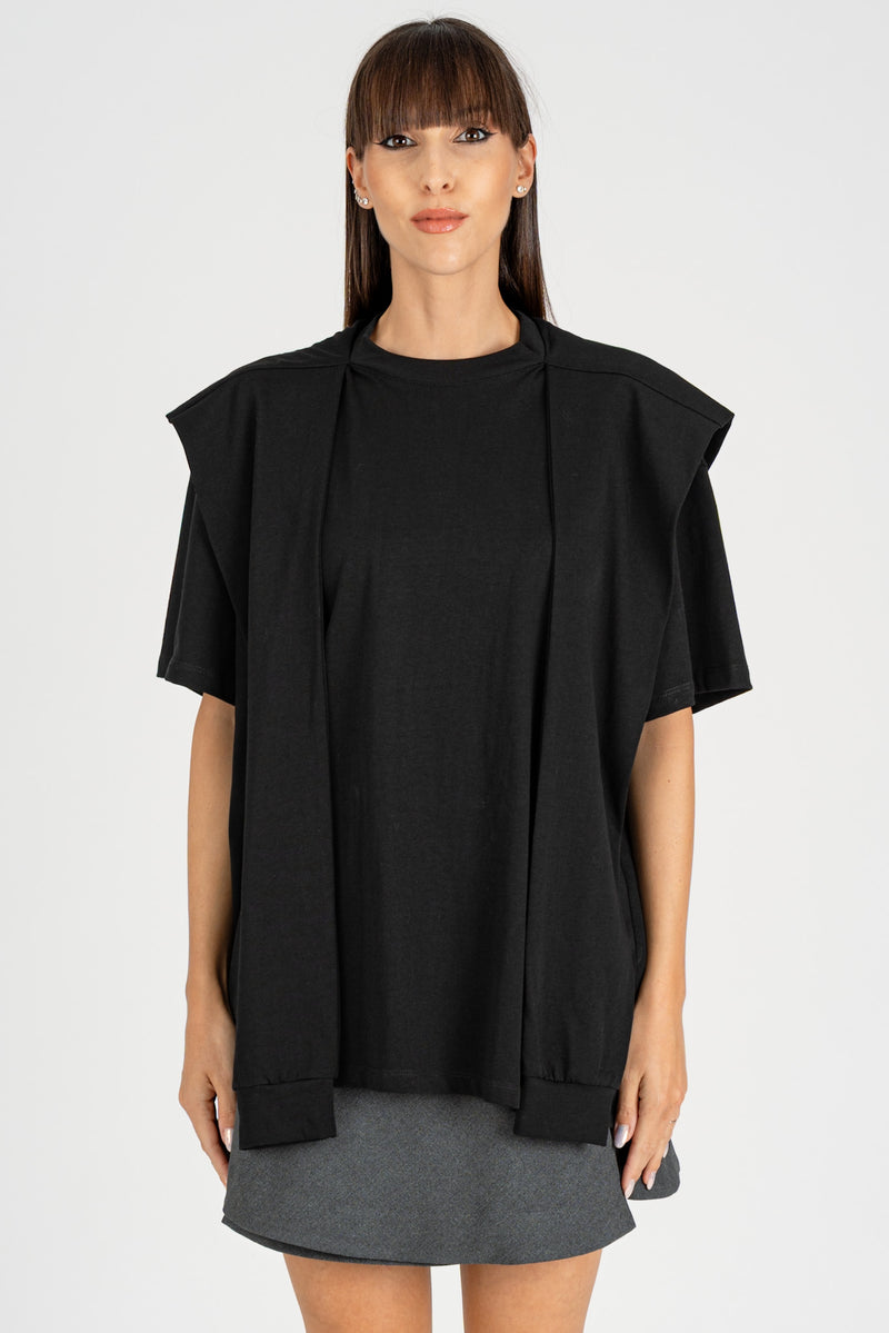 Maglia Over con Cappuccio Nero