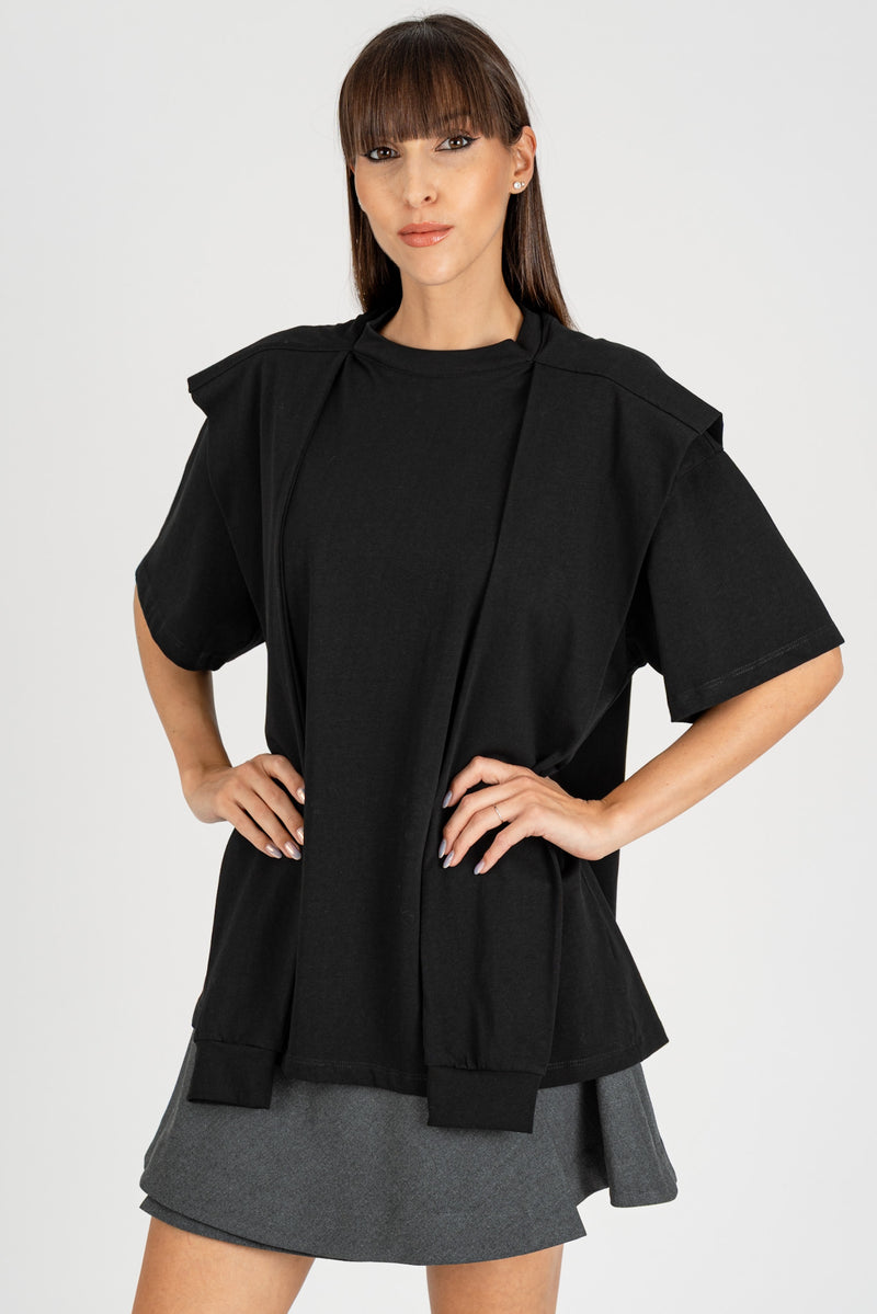 Maglia Over con Cappuccio Nero