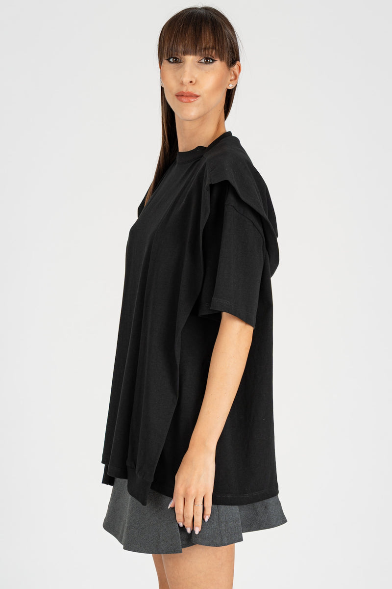 Maglia Over con Cappuccio Nero