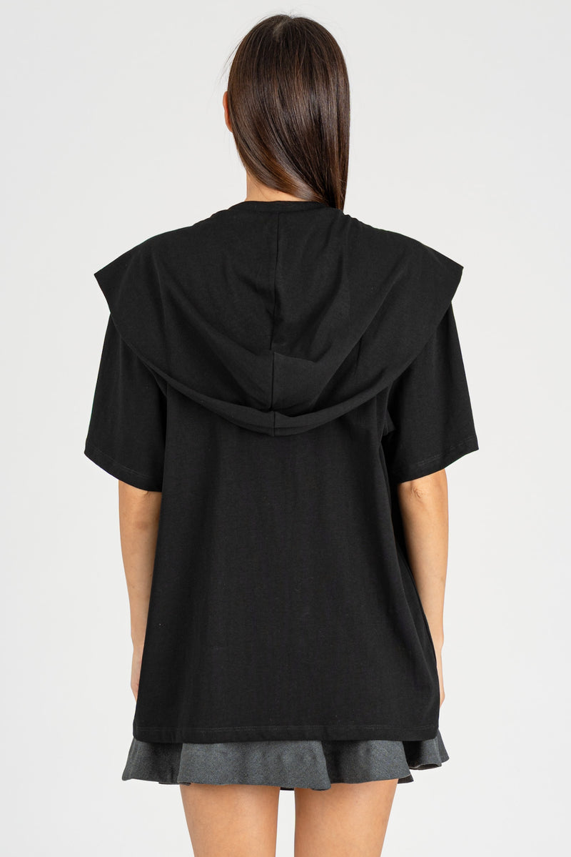 Maglia Over con Cappuccio Nero