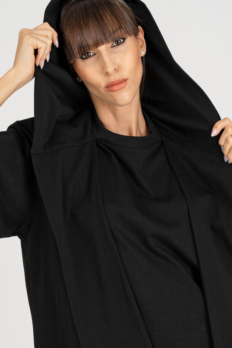 Maglia Over con Cappuccio Nero