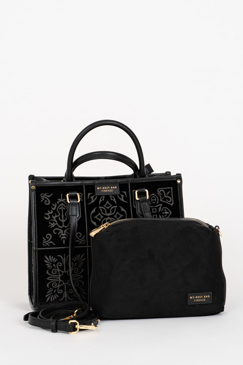Borsa Tote Damasco Black-Tie