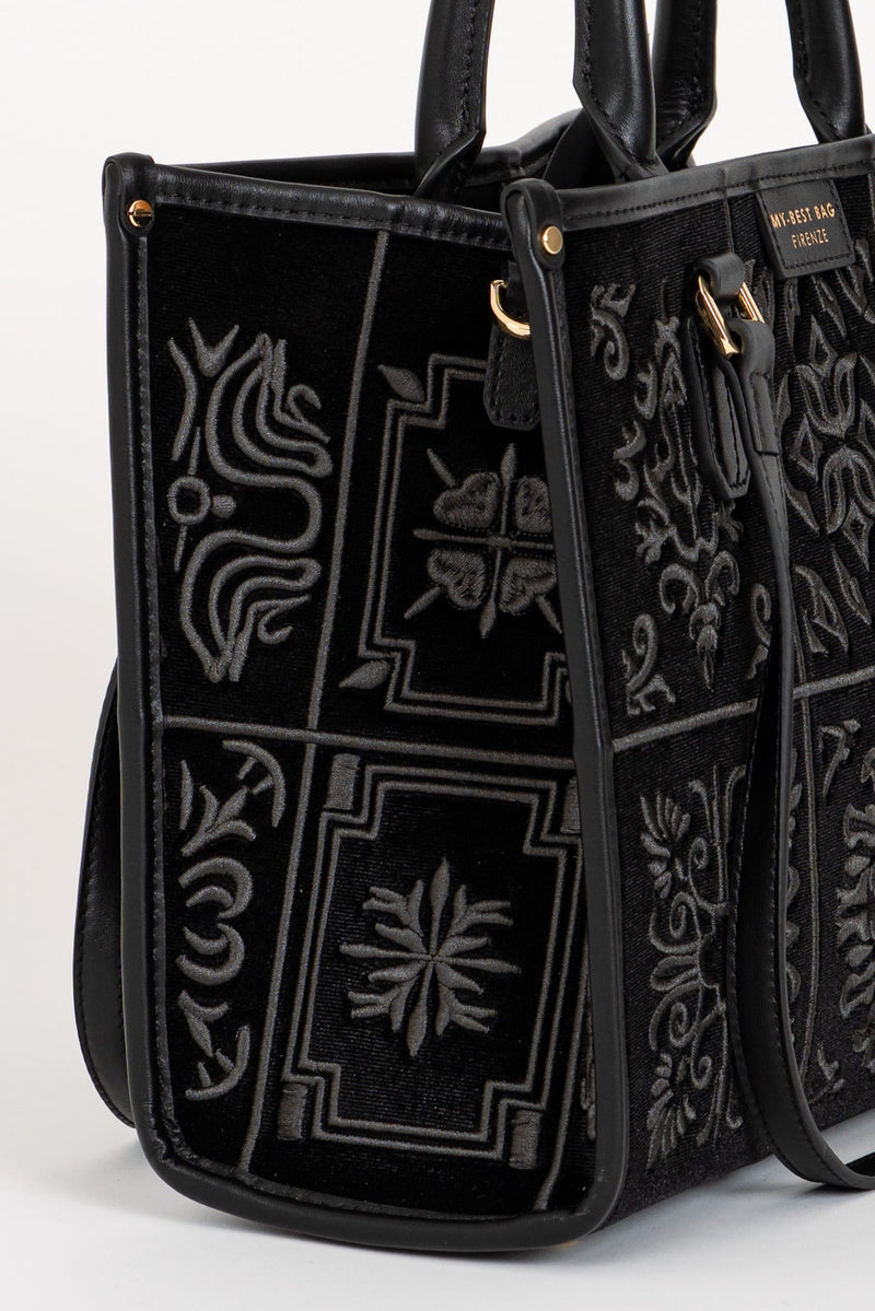 Borsa Tote Damasco Black-Tie