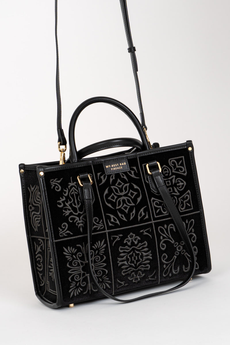 Borsa Tote Damasco Black-Tie