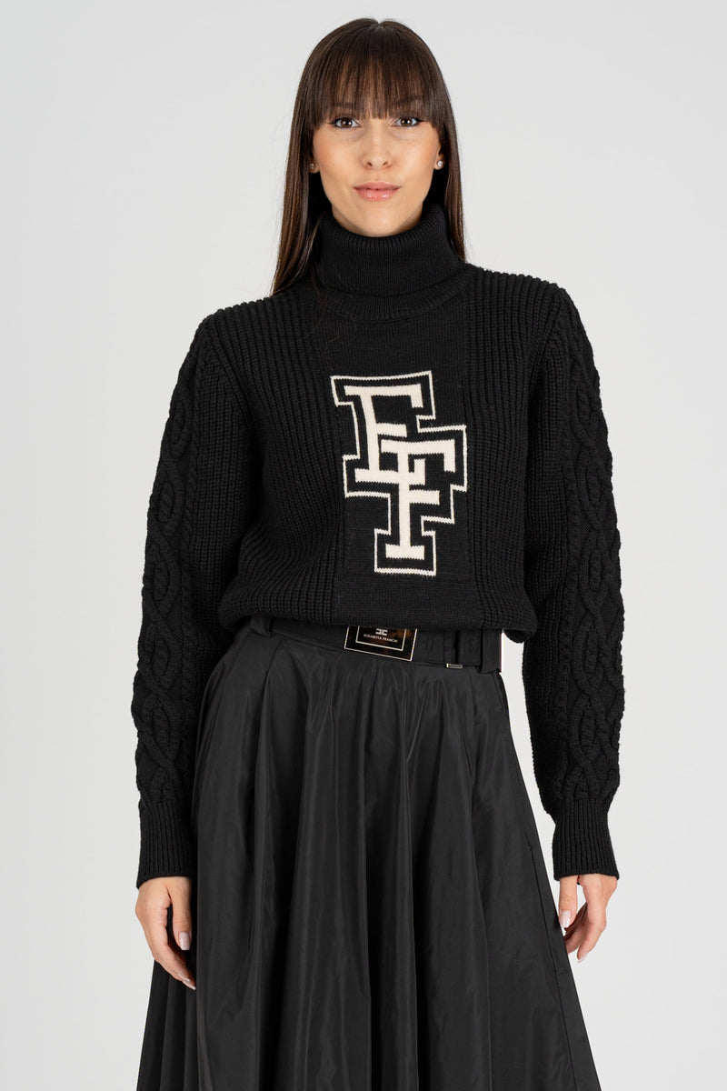 Maglione Stile College Nero Burro