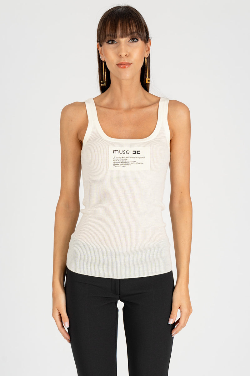 Top in Maglia Lettering Muse Milk