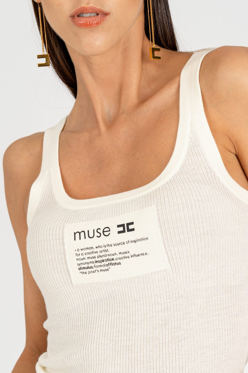Top in Maglia Lettering Muse Milk