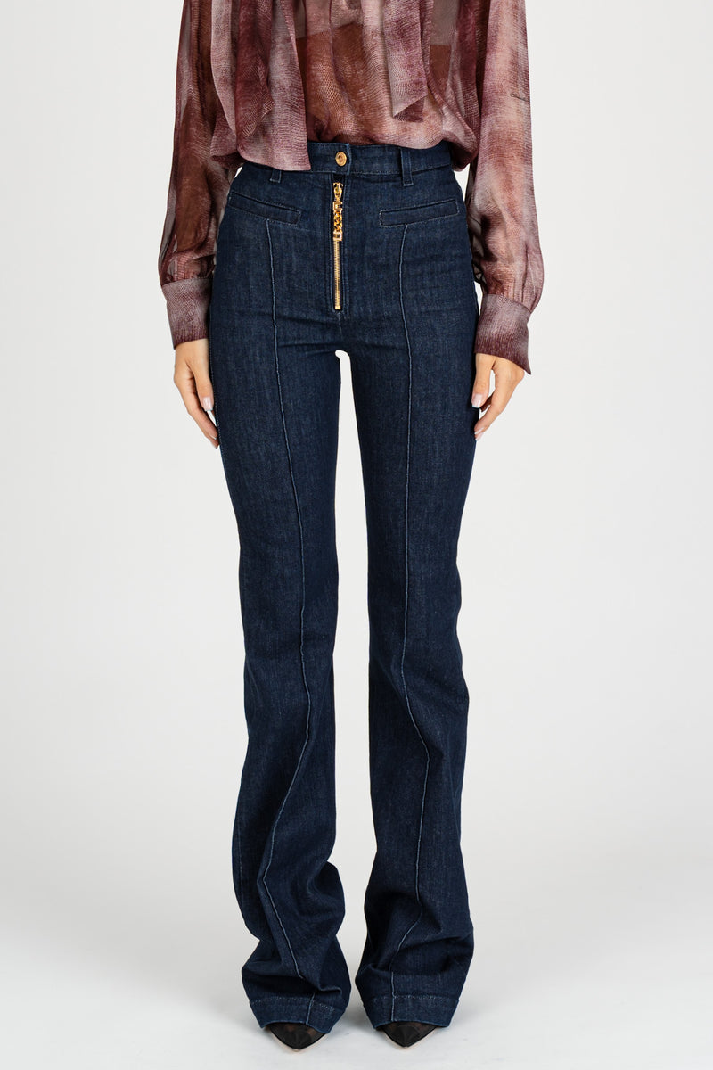 Jeans con Zip Gioiello Blue Denim