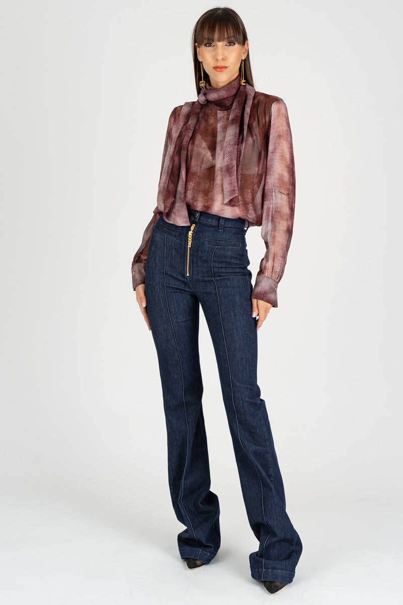 Jeans con Zip Gioiello Blue Denim